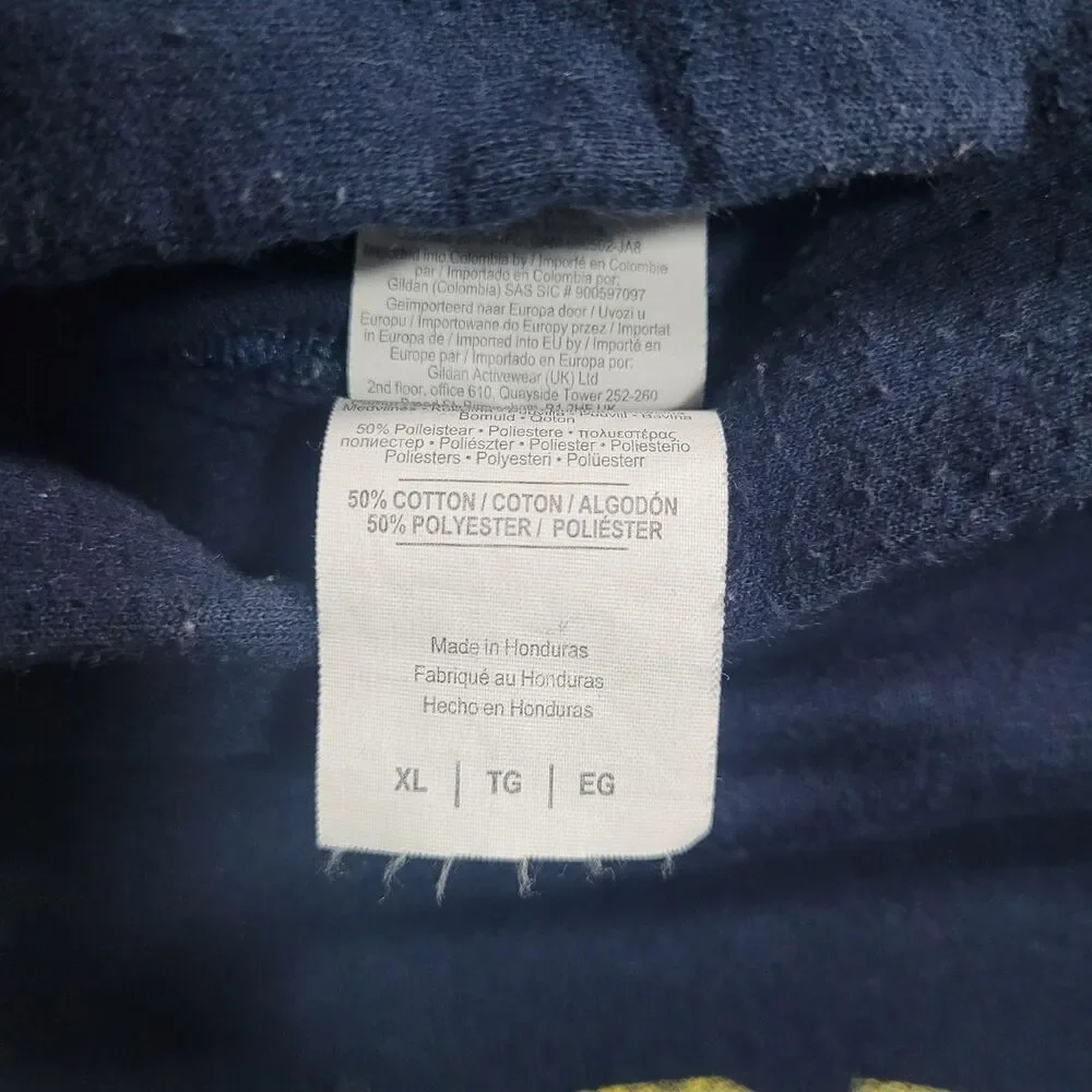 Gildan US Navy Hoodie Mens XL Blue Fleece Pullover Graphic Military Sweatshirt - Picture 2 of 6